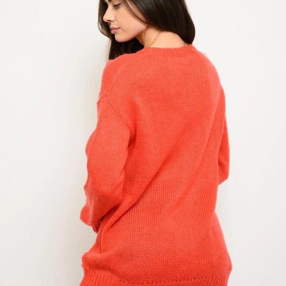 WOMEN'S LONG SLEEVE FRONT DETAIL SWEATER - Picture 2 of 2